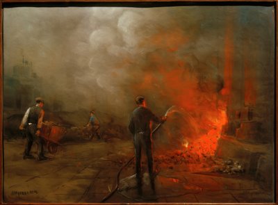 Workers Extinguishing Coke in a Factory by Herman Heijenbrock