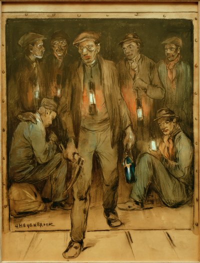 Miners at the Entrance by Herman Heijenbrock