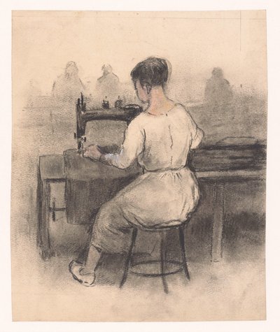 Woman at Sewing Machine by Herman Heijenbrock