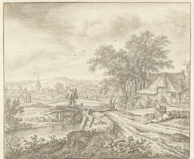 Hilly Landscape with a Farm near a Small Bridge by Herman Saftleven