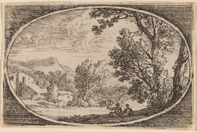 Two Men Seated Near the Waterside by Herman van Swanevelt