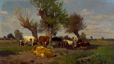 Landscape with Herd of Cattle by Hermann Baisch