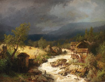 Mill on a Torrent by Hermann Herzog