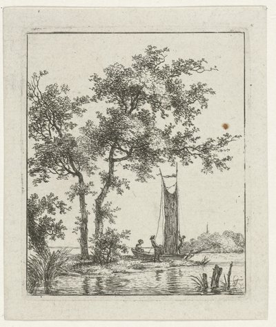 Hoisting the Sail, Boat at the Headland by Hermanus Fock