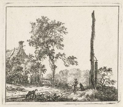 Landscape with High Pole Six Landscapes (series title) by Hermanus Fock