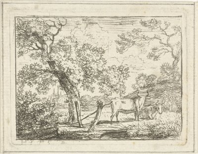 Landscape with Two Cows by Hermanus Fock