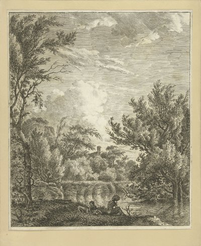 Landscape with Woman by the Waterside by Hermanus Fock