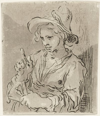 Woman with Fan by Hermanus Fock