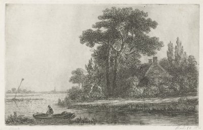 River Landscape with Beacon by Hermanus Jan Hendrik van Rijkelijkhuysen
