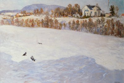 Farm in winter landscape by Heyn Barth