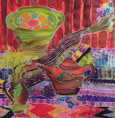 Teapot and Textiles by Hilary Simon