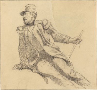 A Seated Soldier by Hippolyte Bellange