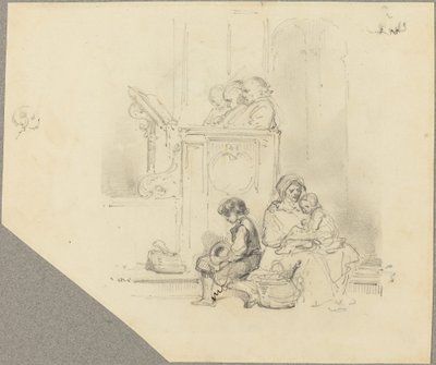 Figures at a Church Service by Hippolyte Bellange