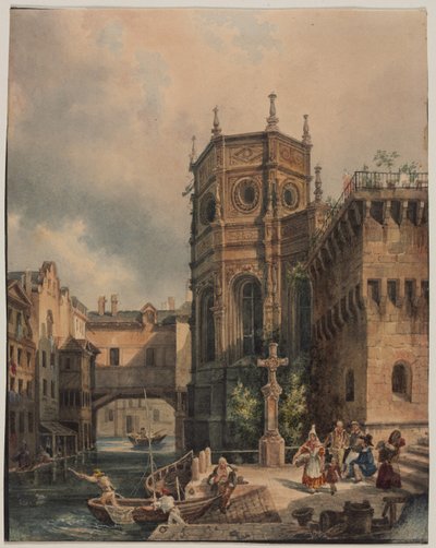 Scene on a Canal by Hippolyte Jean Baptiste Garnerey