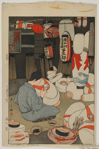 Lantern Maker, Taisho era by Hiroshi Yoshida