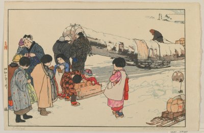 Sleigh, Showa era by Hiroshi Yoshida