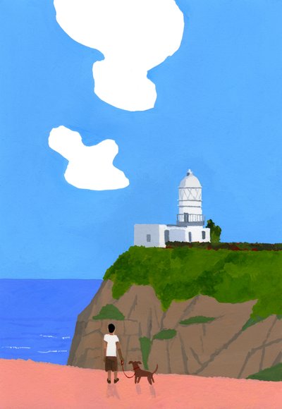 Lighthouse, Dog and Boys by Hiroyuki Izutsu