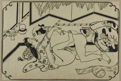 A sheet from a shunga album by Hishikawa Moronobu