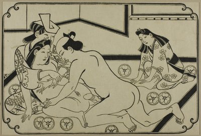 A sheet from a shunga album by Hishikawa Moronobu