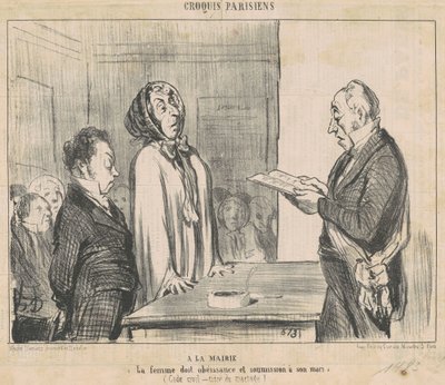 At the Town Hall by Honoré Daumier