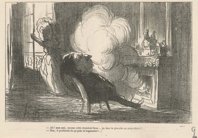 Ah! ... How this chimney smokes ... by Honoré Daumier