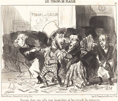 Arrival in a Too Hospitable City... by Honoré Daumier