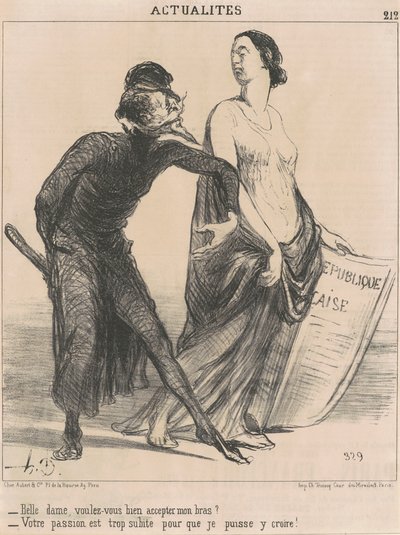 Beautiful Lady, Will You... Accept My Arm? by Honoré Daumier