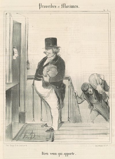 Welcome to the One Who Brings by Honoré Daumier