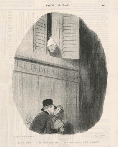 Good Evening Darling...if Your Grocer Saw Us... by Honoré Daumier