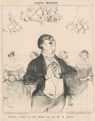 Trying to Fascinate a Rich... by Honoré Daumier
