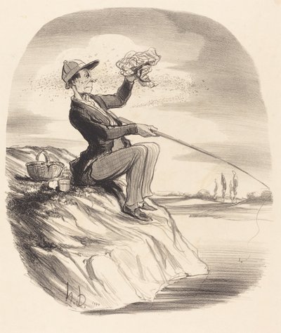 Discomfort of Going Fishing by Honoré Daumier