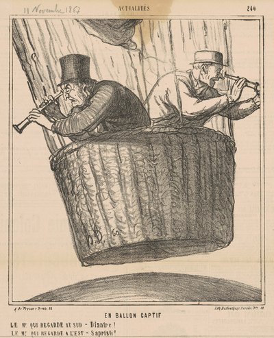 In a Captive Balloon by Honoré Daumier