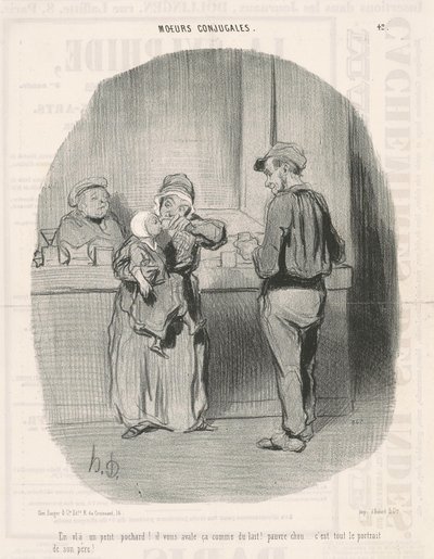 Here is a little drunkard! by Honoré Daumier