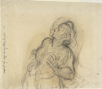Frightened Woman by Honoré Daumier