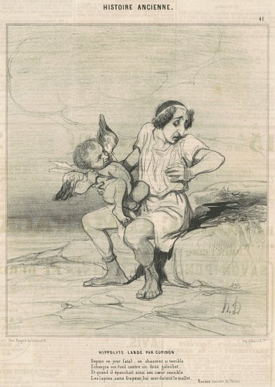 Hippolyte Pierced by Cupid by Honoré Daumier