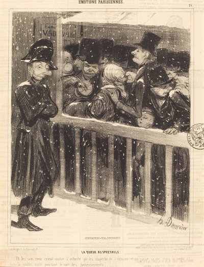 The Queue at the Show by Honoré Daumier