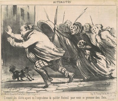 The enemy of dogs having had the imprudence ... by Honoré Daumier
