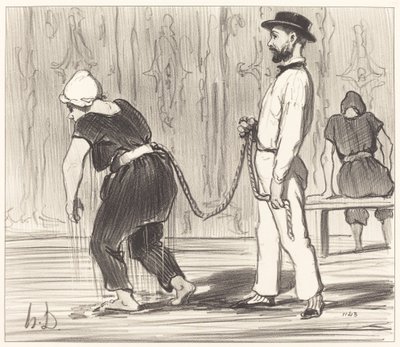 Madame Rabourdeau at Her First Lesson by Honoré Daumier