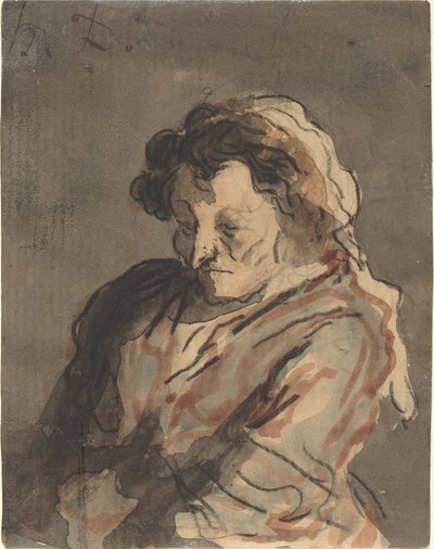 Old Woman Seated by Honoré Daumier