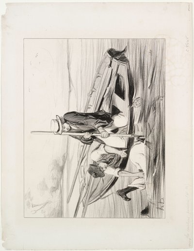 Parisian Boatmen, plate 14: Man Overboard by Honoré Daumier