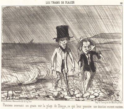 Parisians Receiving a Shower... by Honoré Daumier