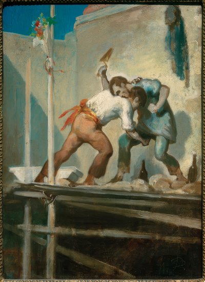 Brawling Bricklayers by Honoré Daumier