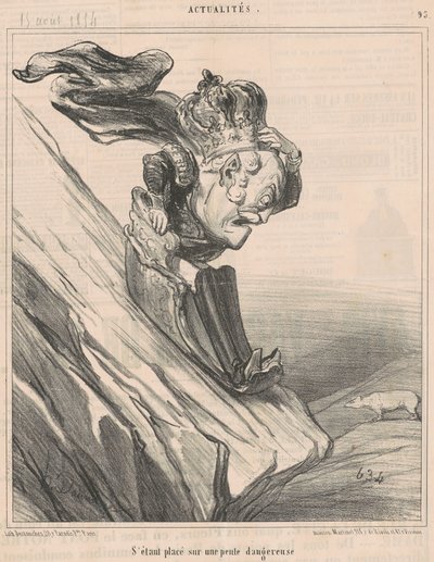 Having Placed Himself on a Dangerous Slope by Honoré Daumier