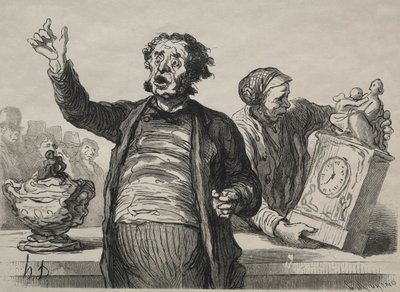 The Auction Room: The Town Crier by Honoré Daumier