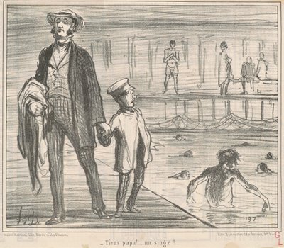 Look, Dad! ... a monkey! ... by Honoré Daumier