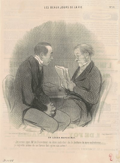A Light Manuscript by Honoré Daumier