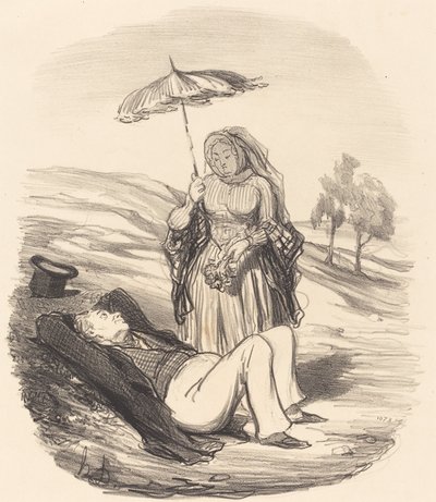 A Conjugal Walk by Honoré Daumier