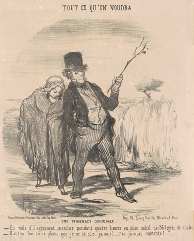 A Marital Walk by Honoré Daumier