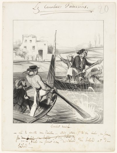 Naval Combat by Honoré Victorin Daumier