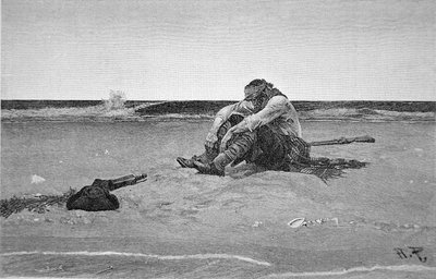 Pirate Marooned on a Desert Isle by Howard (after) Pyle